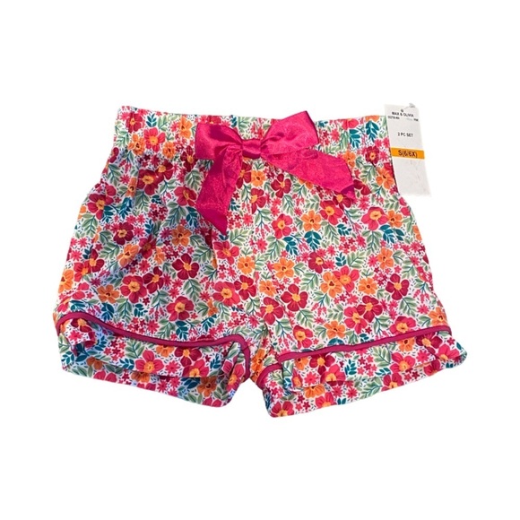 Max & Olivia T-Shirt and Shorts with Scrunchie Pajama Set NWT Size S (6-6X) - Picture 3 of 4